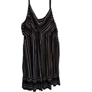 Striped Sleeveless Maxi Dress By Torrid Size 6 Black Yellow Purple Adjustable
